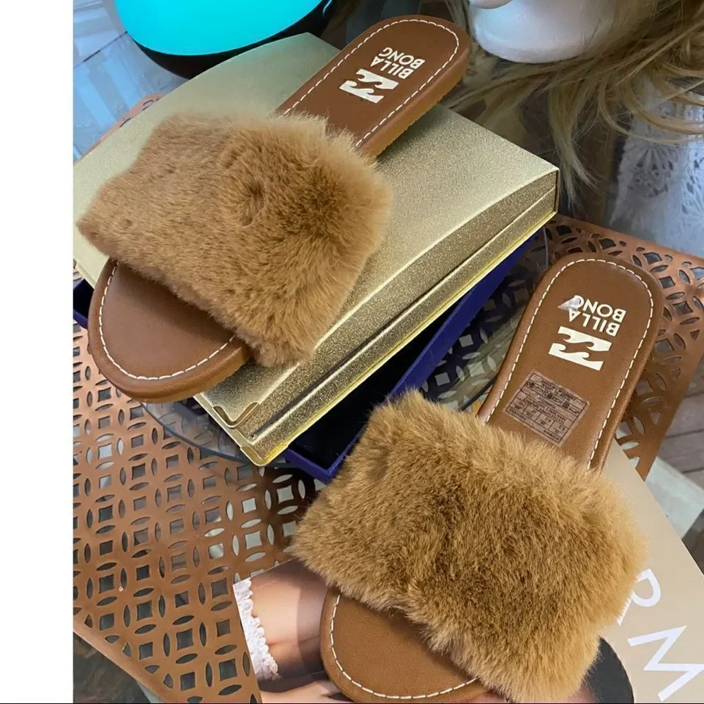 billaBong furocious furry sliders sandal sz US6 - Picture 4 of 10